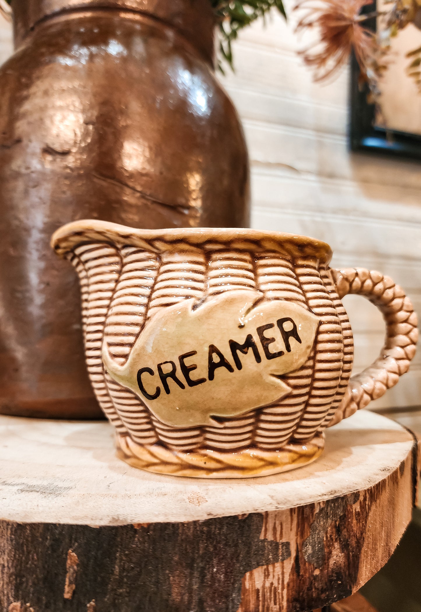 Basket Weave Style Ceramic Creamer