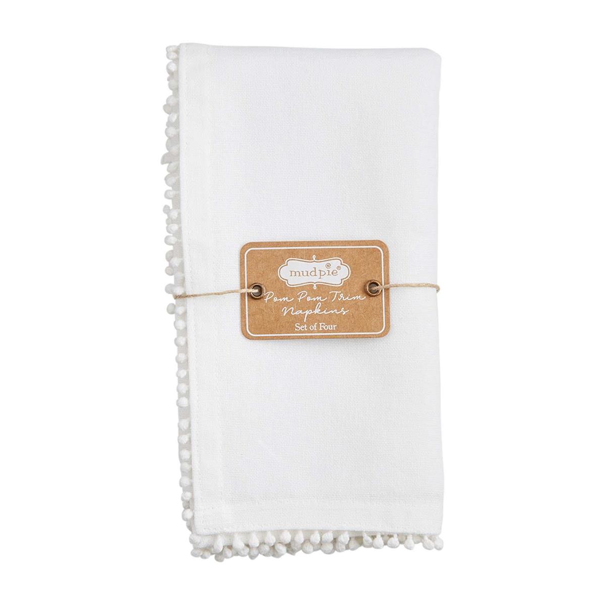 White Cotton Pom Napkins (Set of 4)