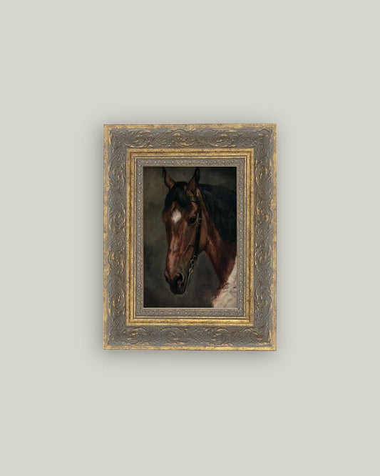 Horse Portrait Framed Antique Art: 5x7