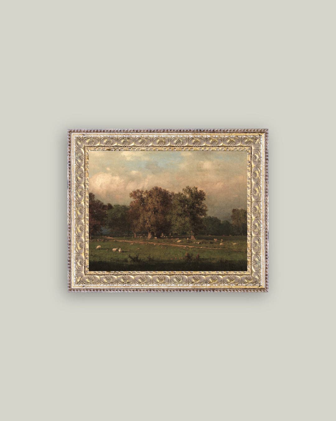 Sheep Farm Framed Antique Art: 10x8