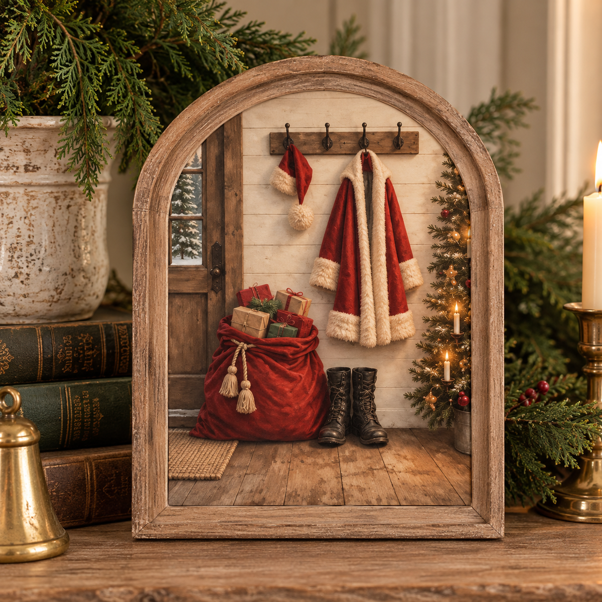 Arch Top Santa Suit Framed Art | 8.25" x 11"