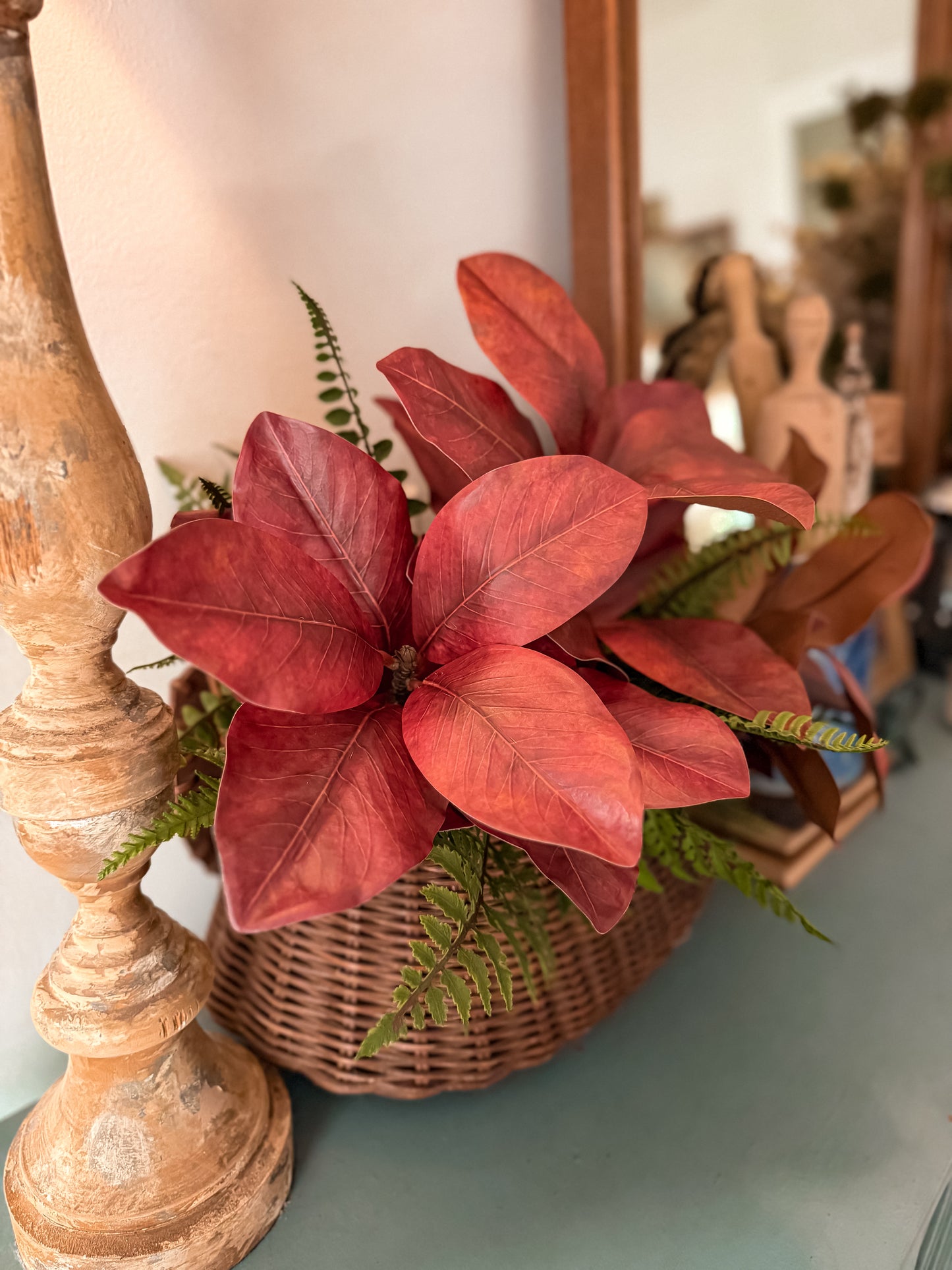 19” Autumn Ember Magnolia Leaf Stem