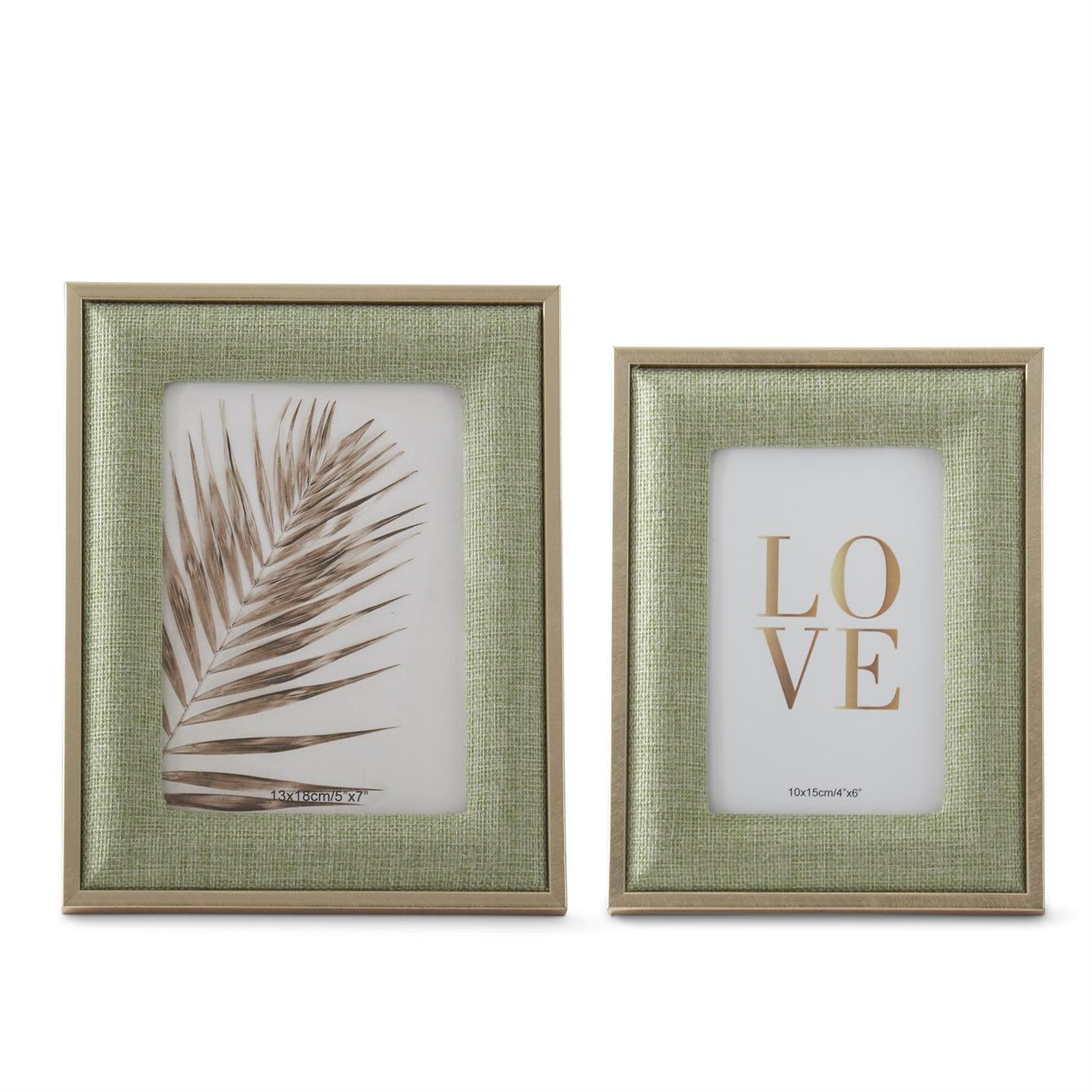 Penshell Frame Green Linen + Gold Trim Photo Frames (Two sizes) – The Painted Nest & Co