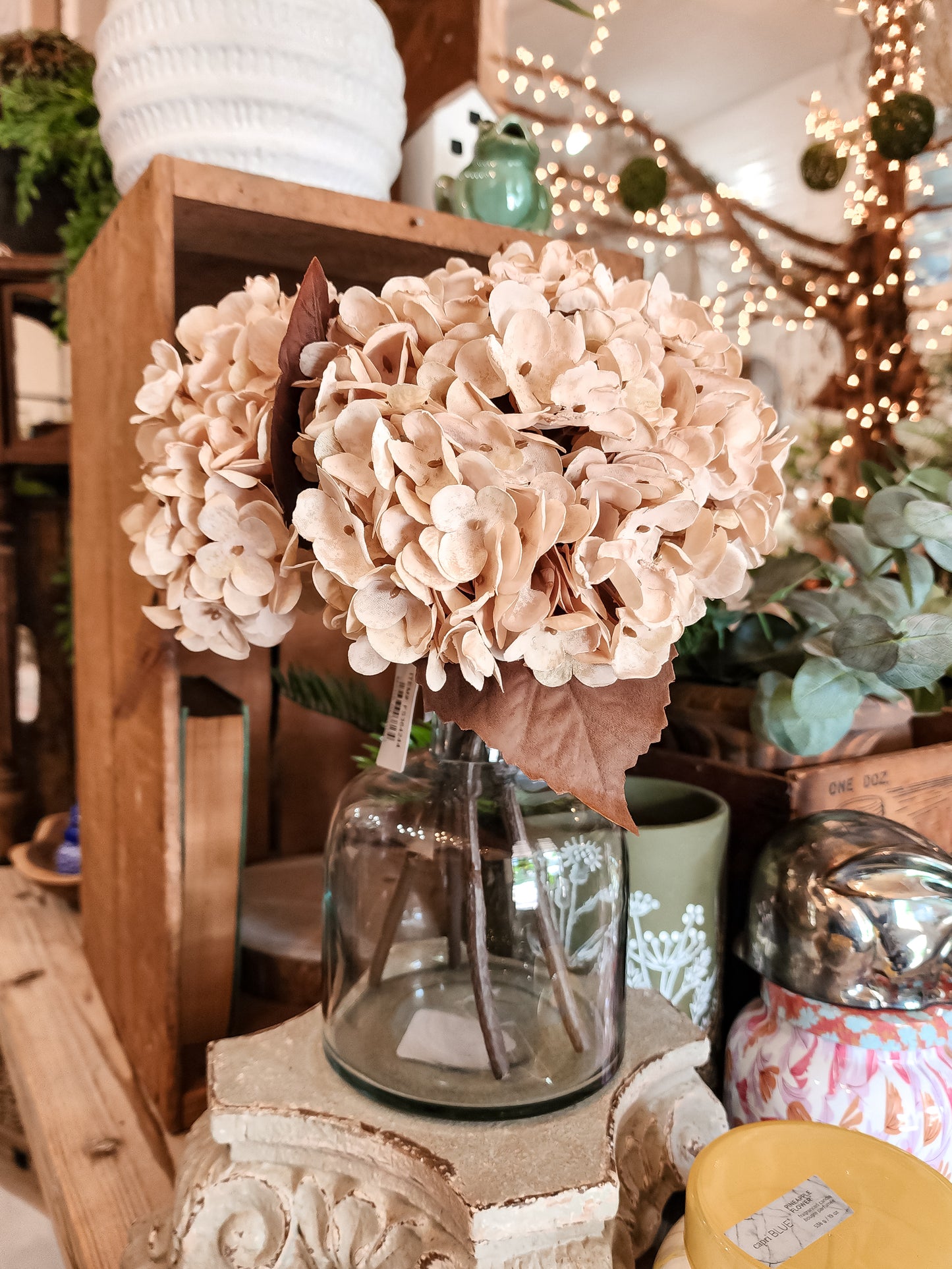 Faux Dried Cream Hydrangeas