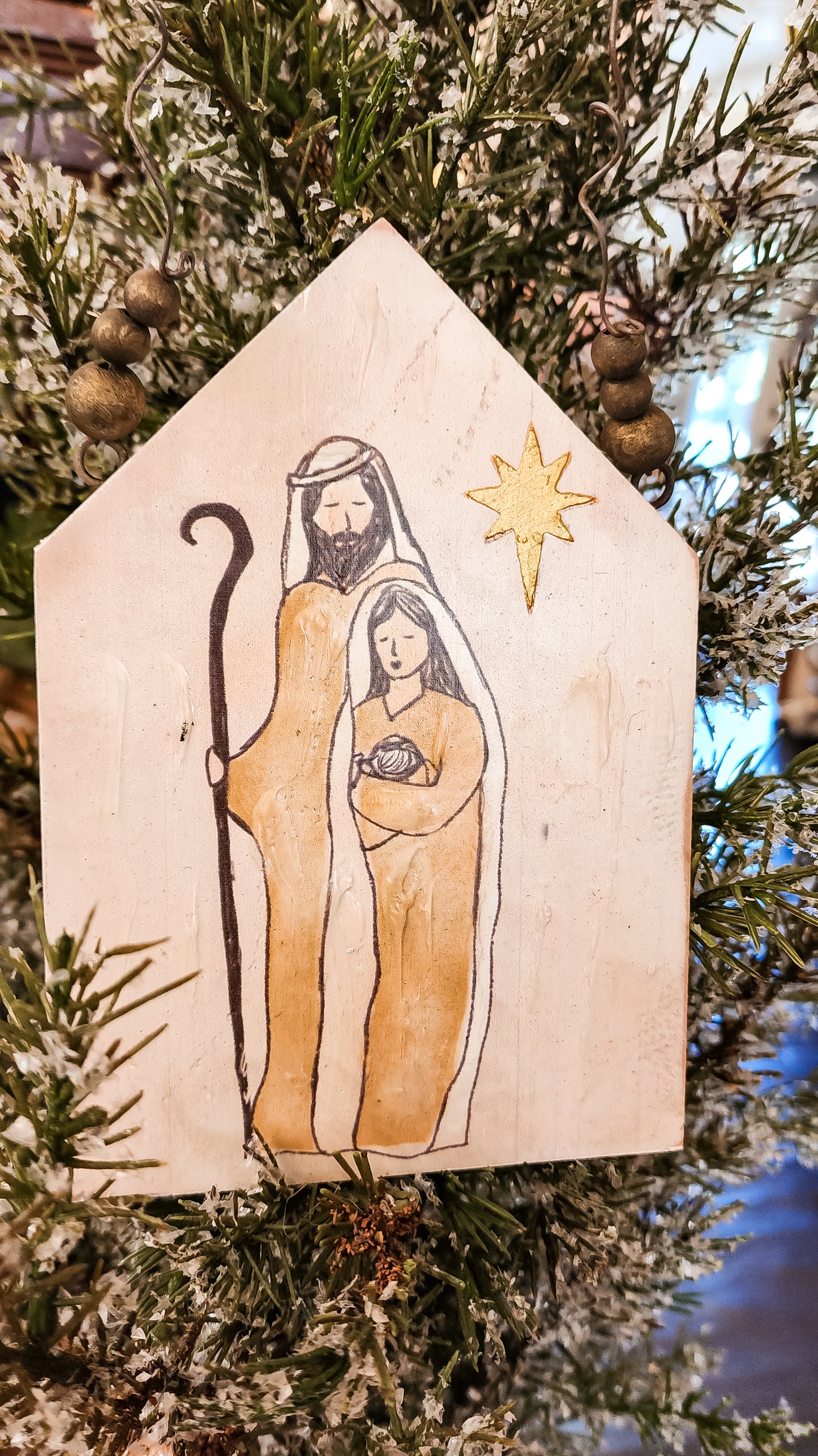 Wood Ornament Holy Family