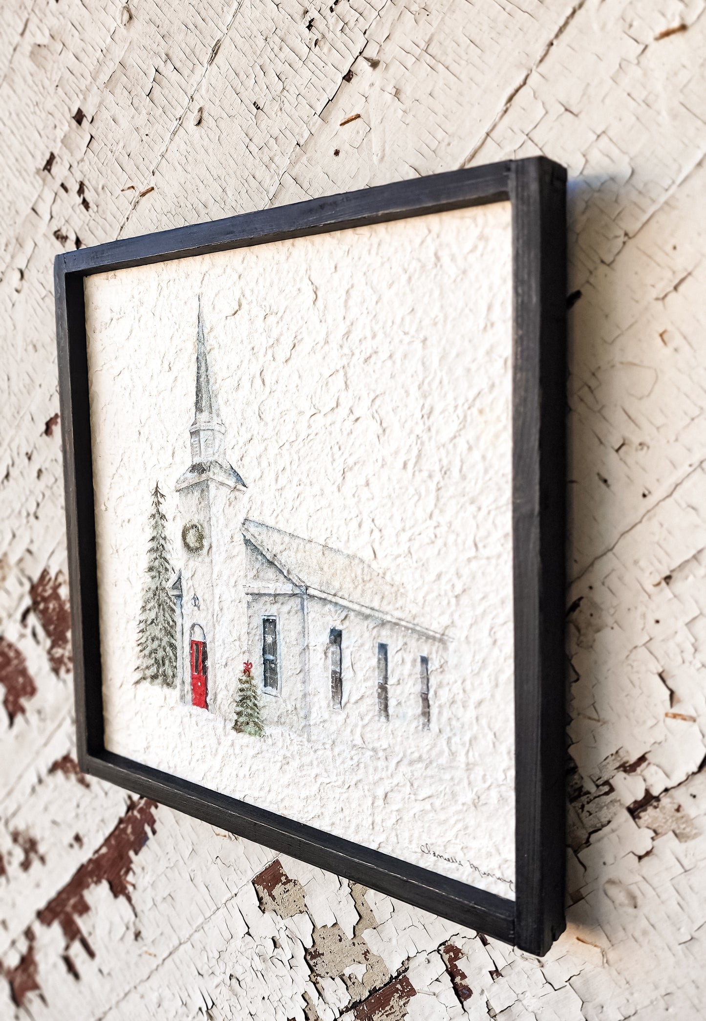 Framed Church on Textured Paper