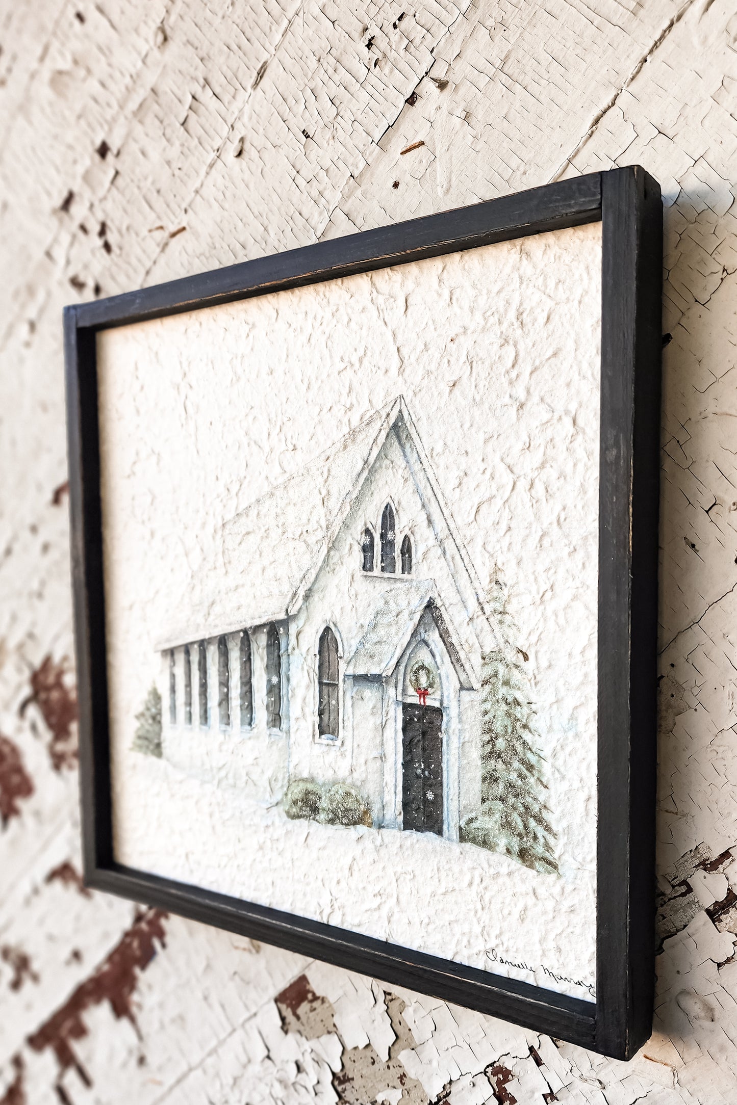 Framed Church on Textured Paper