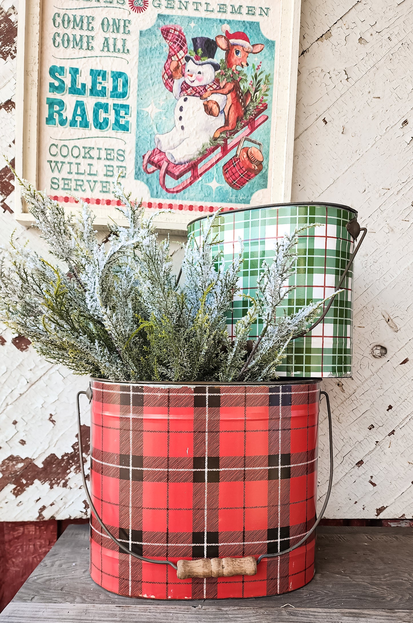 Plaid Buckets with handles