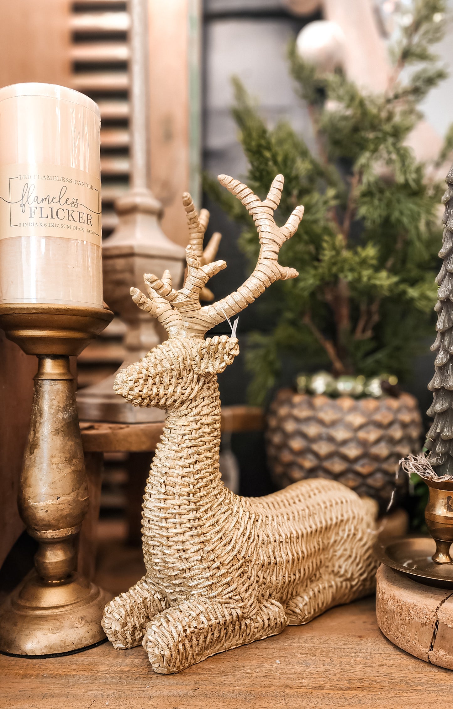 Large Natural Color Basket Weave Deer