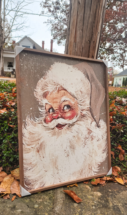 Wood Framed Santa Face ( CAN NOT SHIP)