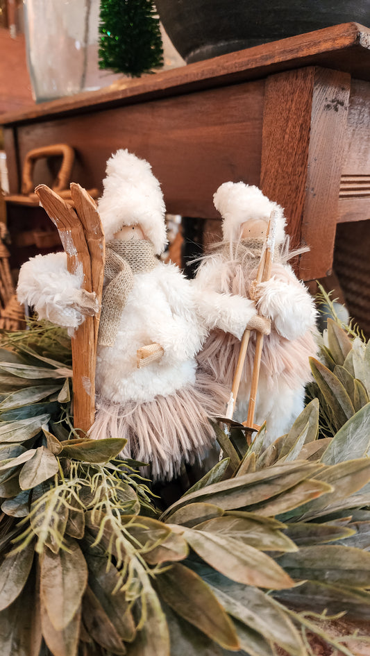 Handmade Fabric and Bamboo Ski Friends