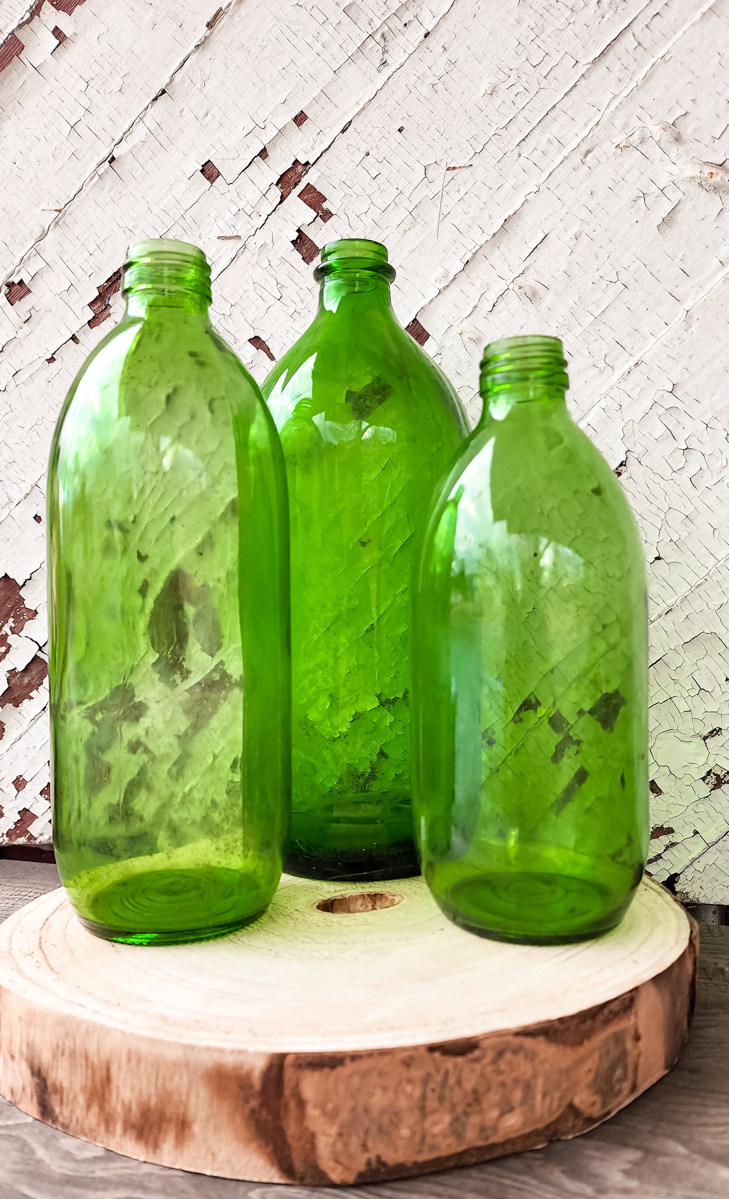 Set of 3 Green Bottles