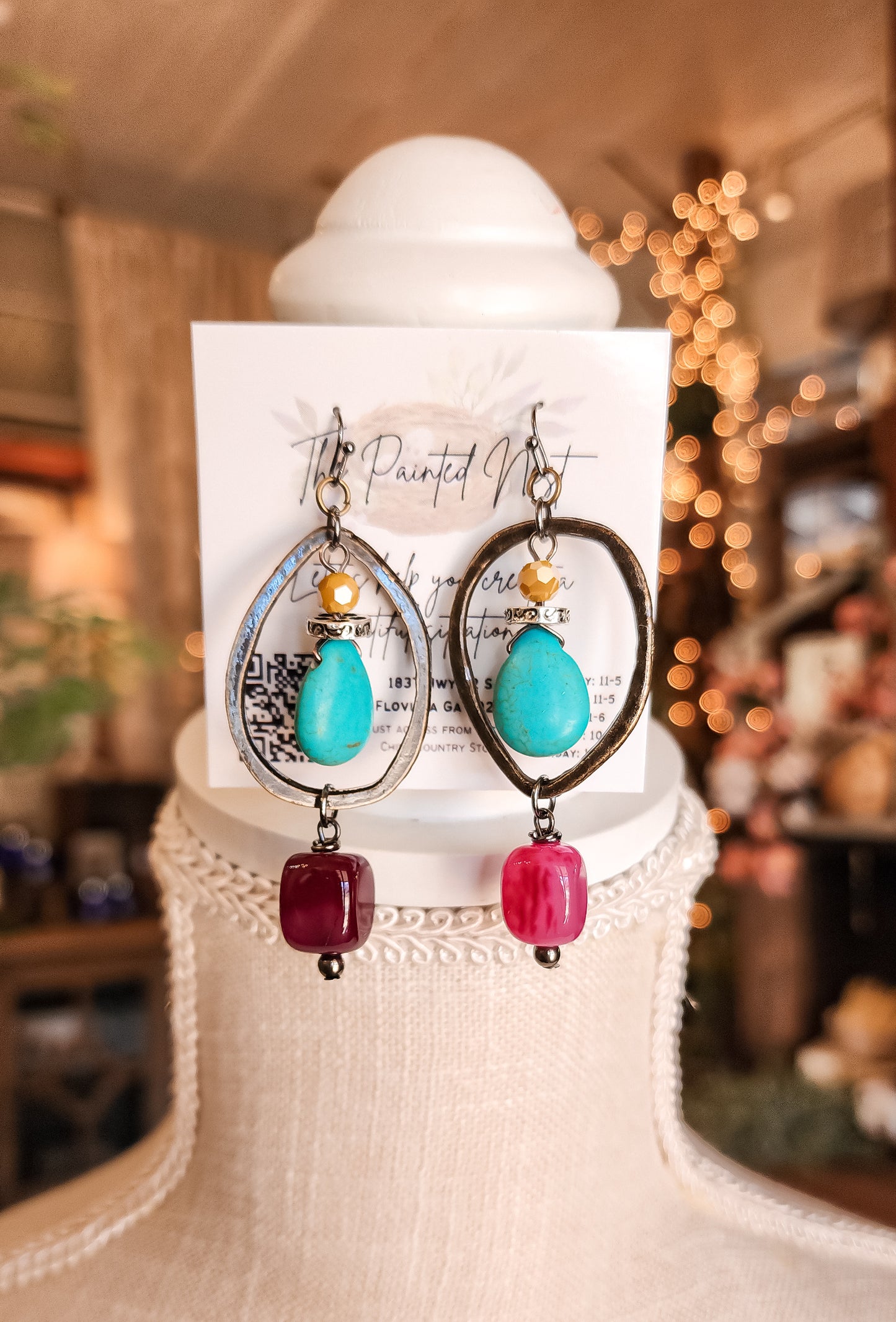 Wild Day Turquoise and Pink Dangle Earrings