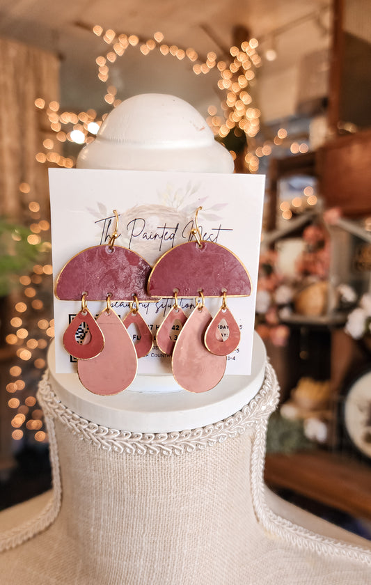 Pink Mushroom Dangle Earrings