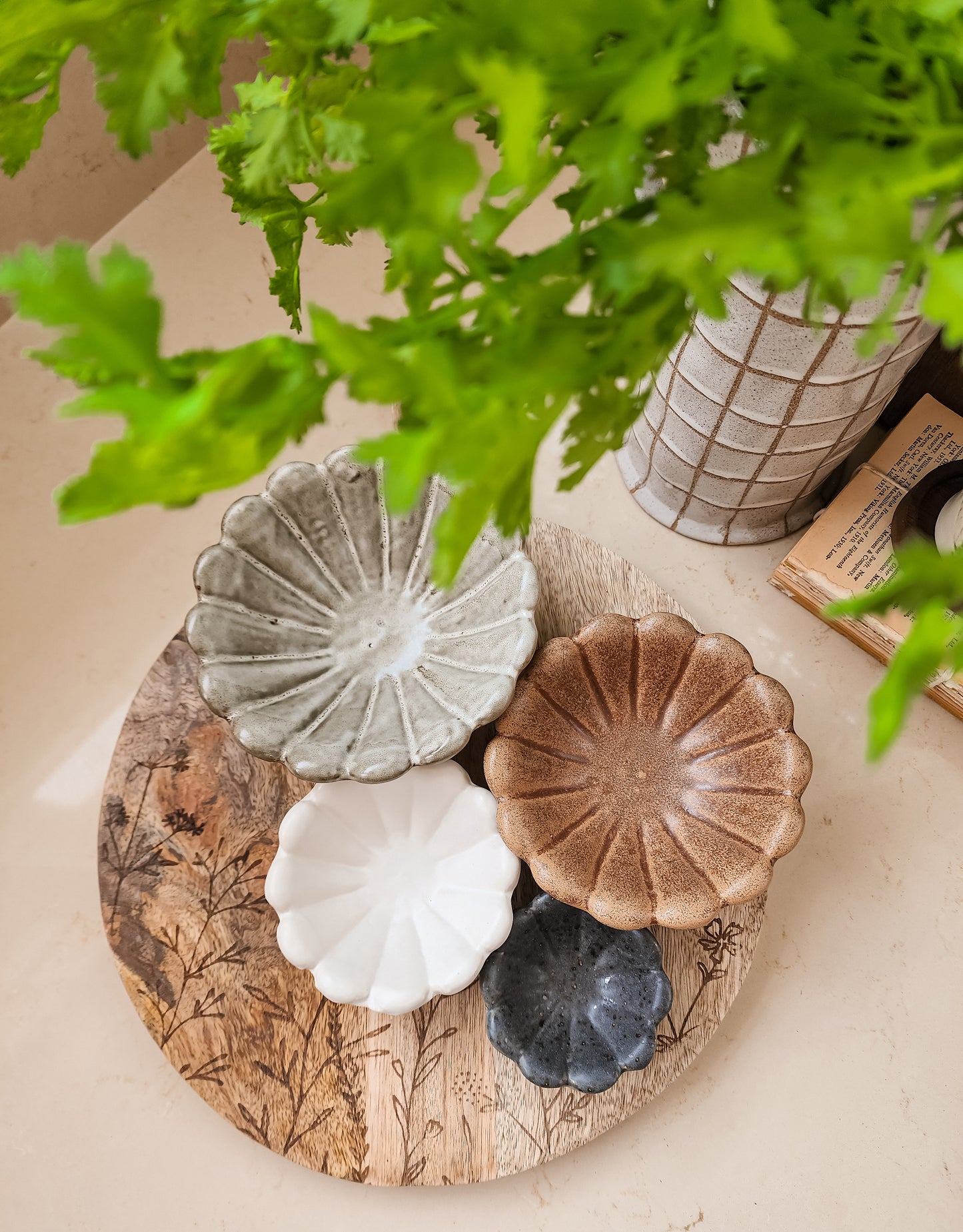 Stoneware Flower Bowls