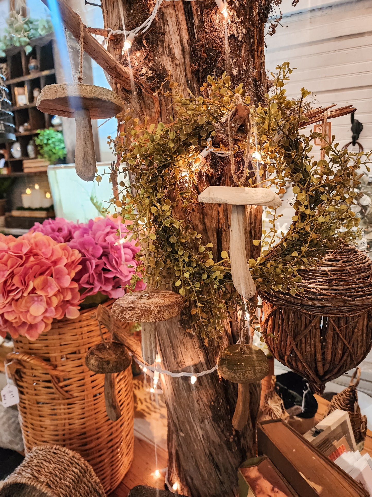 Wooden Mushroom Ornaments