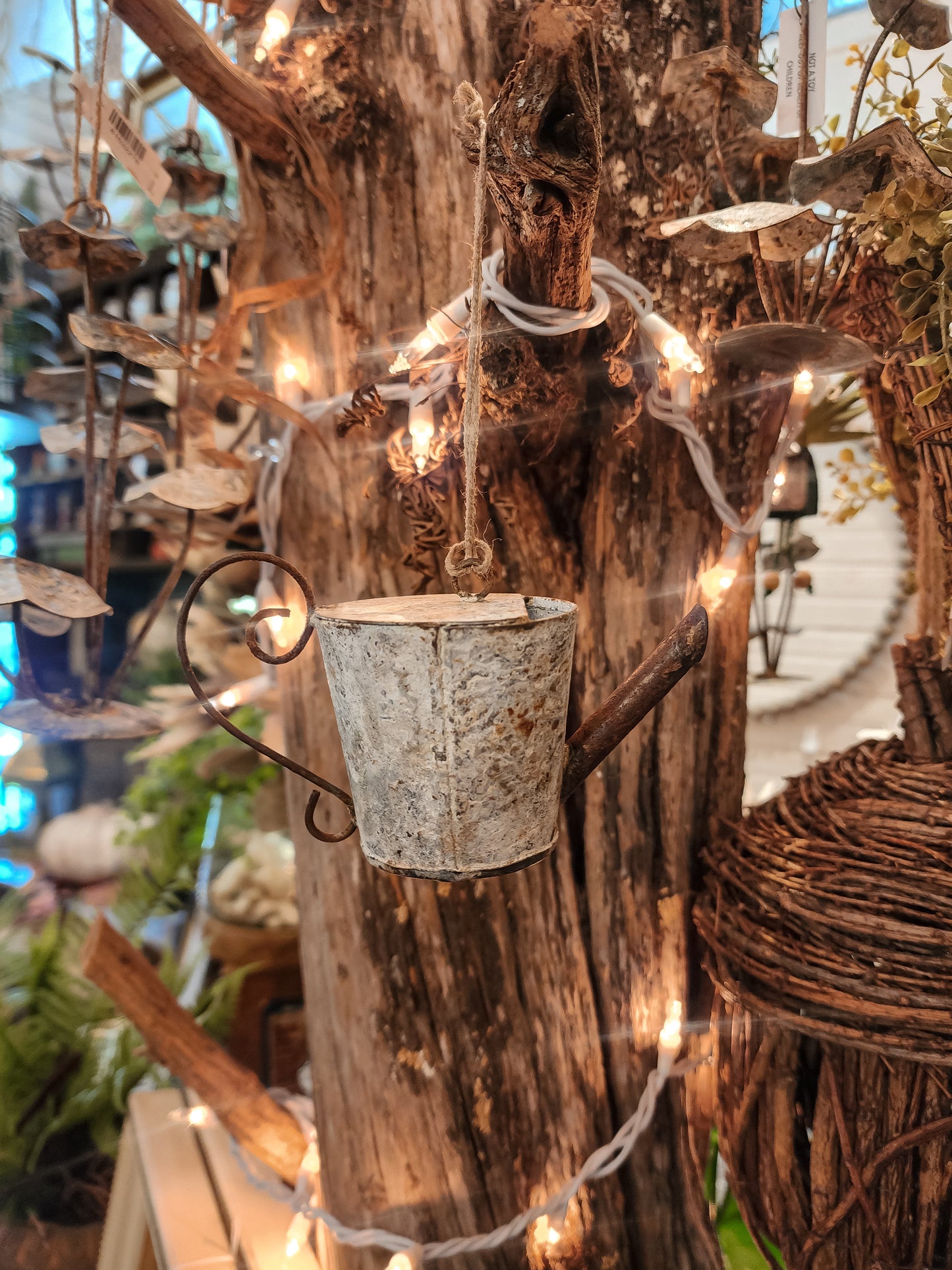 Distressed Zinc Watering Can Ornament