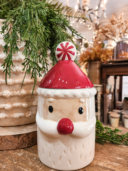 Ceramic Santa Shaped Cookie Jar w/ Lid