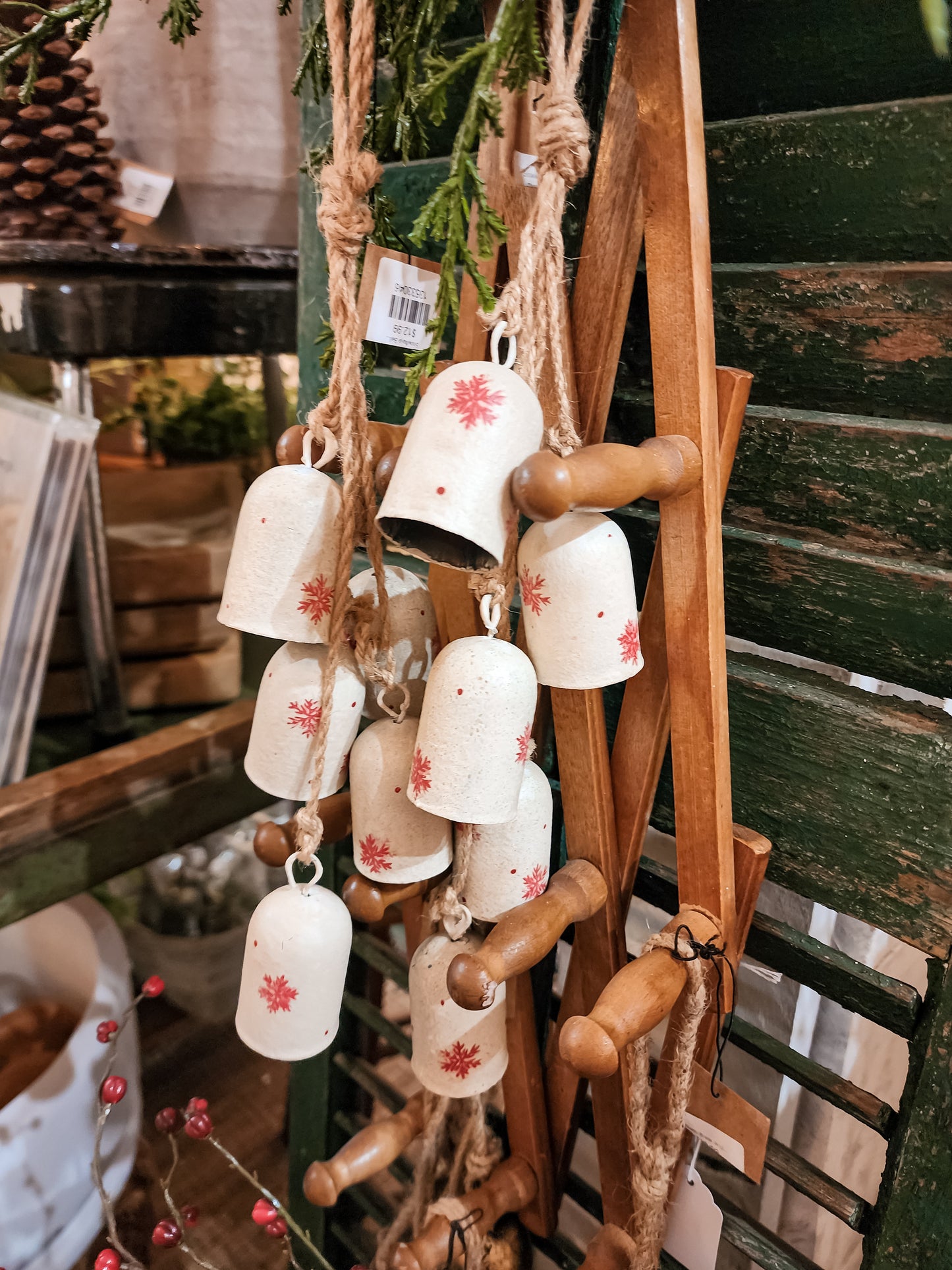 Snowflake Bells With Aging Glaze