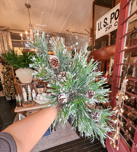 Snow Tip Pine Swag With Pinecones