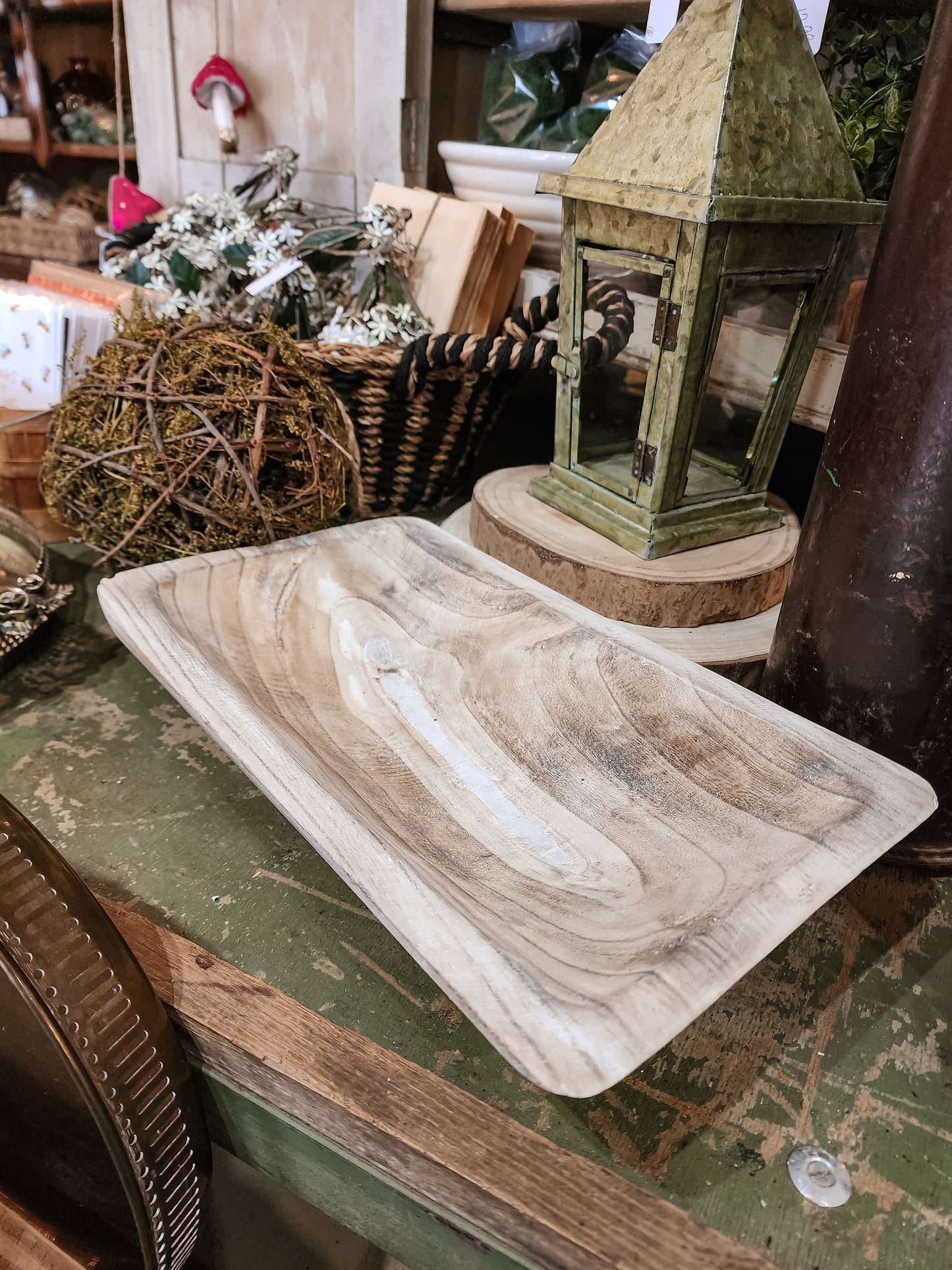 Valli Wooden White Washed Bowl