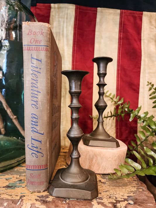Set of 2 Brass Taper Candle Sticks