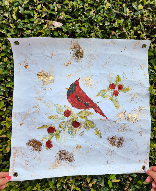 Cardinal on Branch with Gold Star