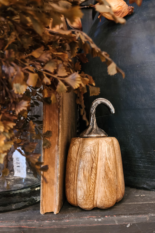 Riley Wood Pumpkin with Aluminum Stem