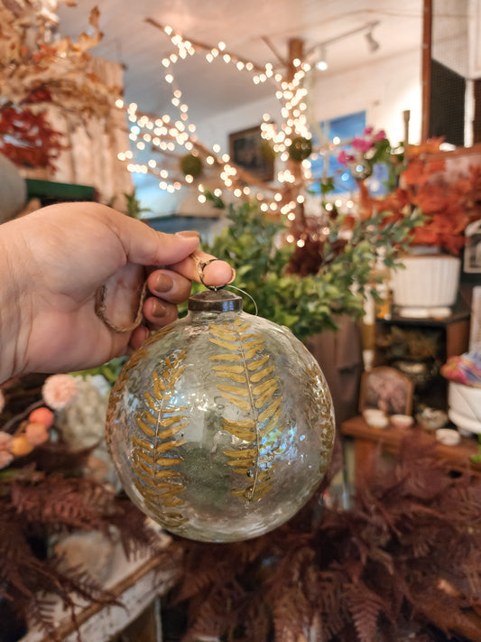 Dried Leaf Orb/ Glass Ornament (Assorted)