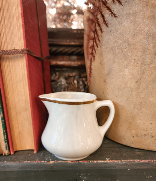 White Creamer With Gold Trim