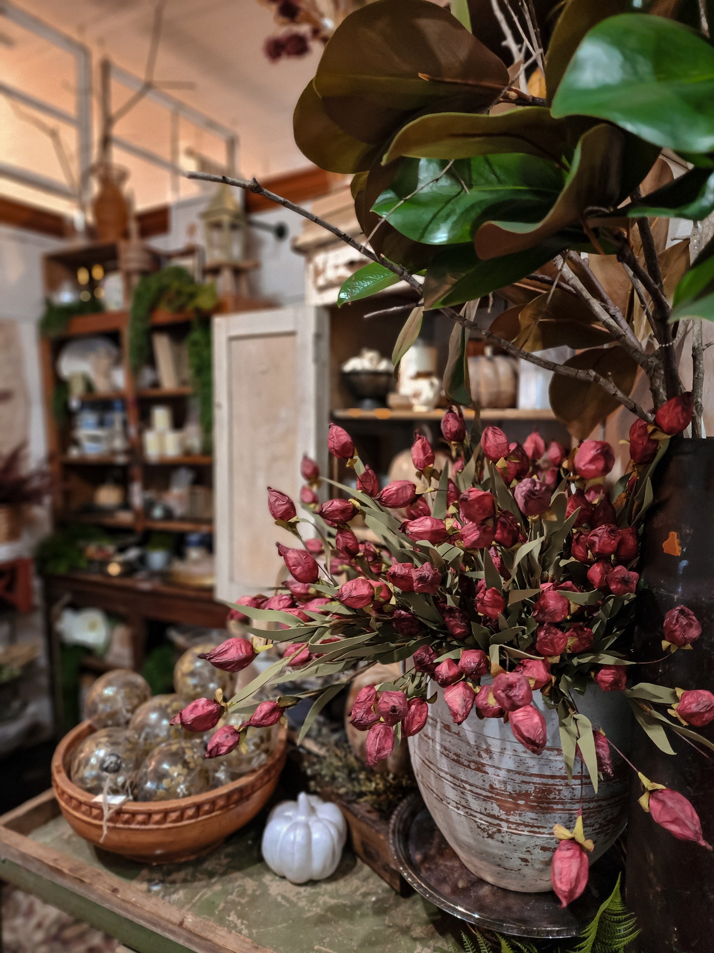 Burgundy Lantern Bud Spray