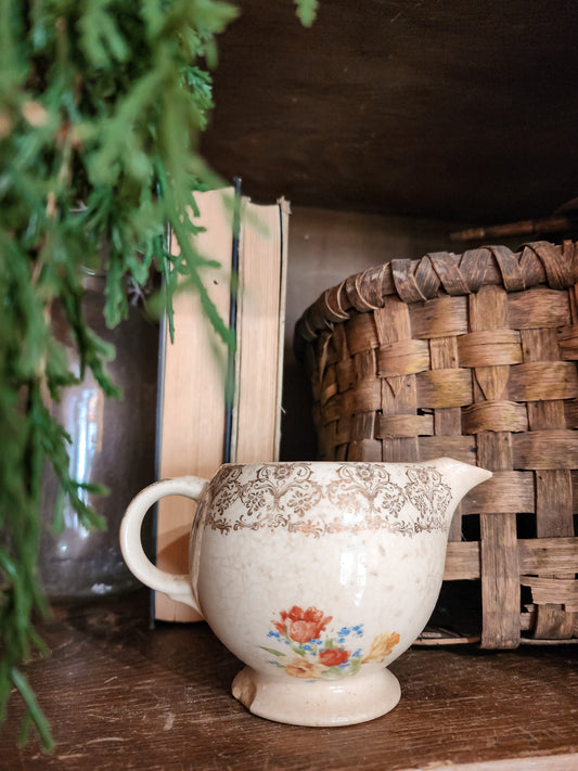 Small Pitcher with Gold and Floral Detail