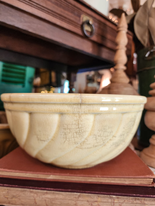 Primitive Yellow Ware Bowl (EXTREMELY CRAZED)