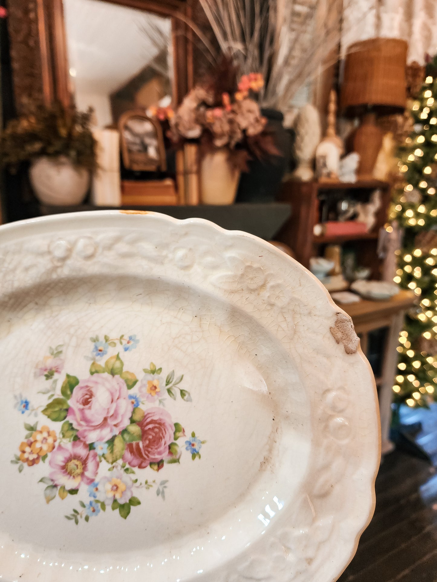 Crazed Floral Plate