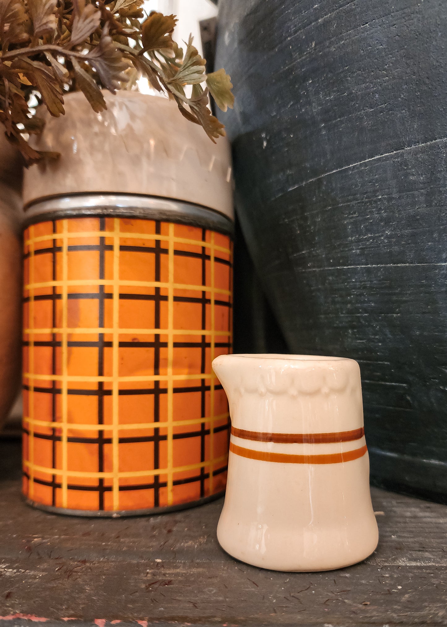 Brown + Orange Stripe Creamer