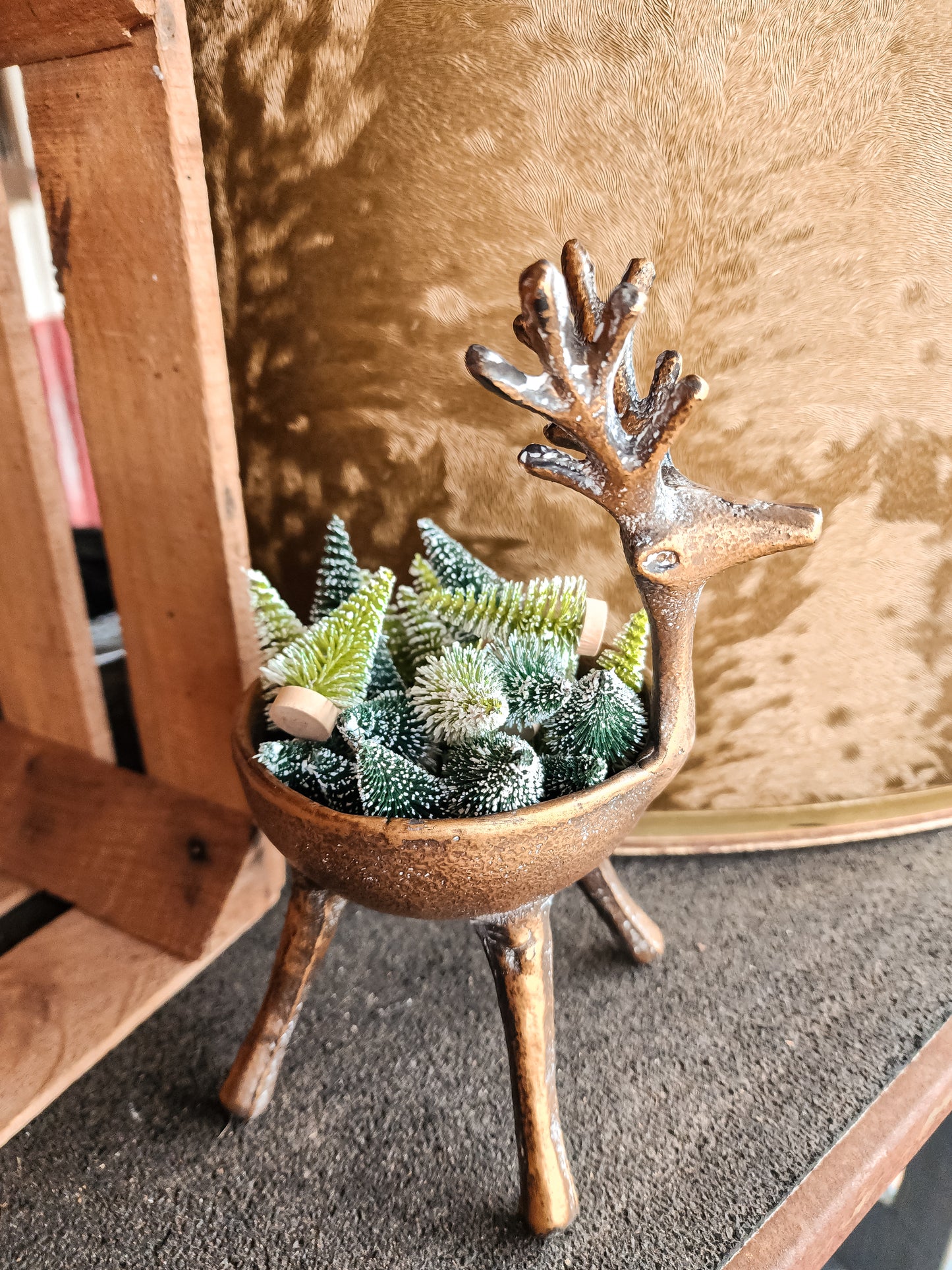 Antique Gold Metal Deer (Dish)