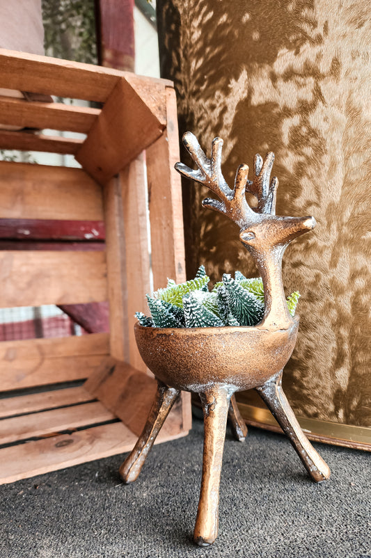 Antique Gold Metal Deer (Dish)