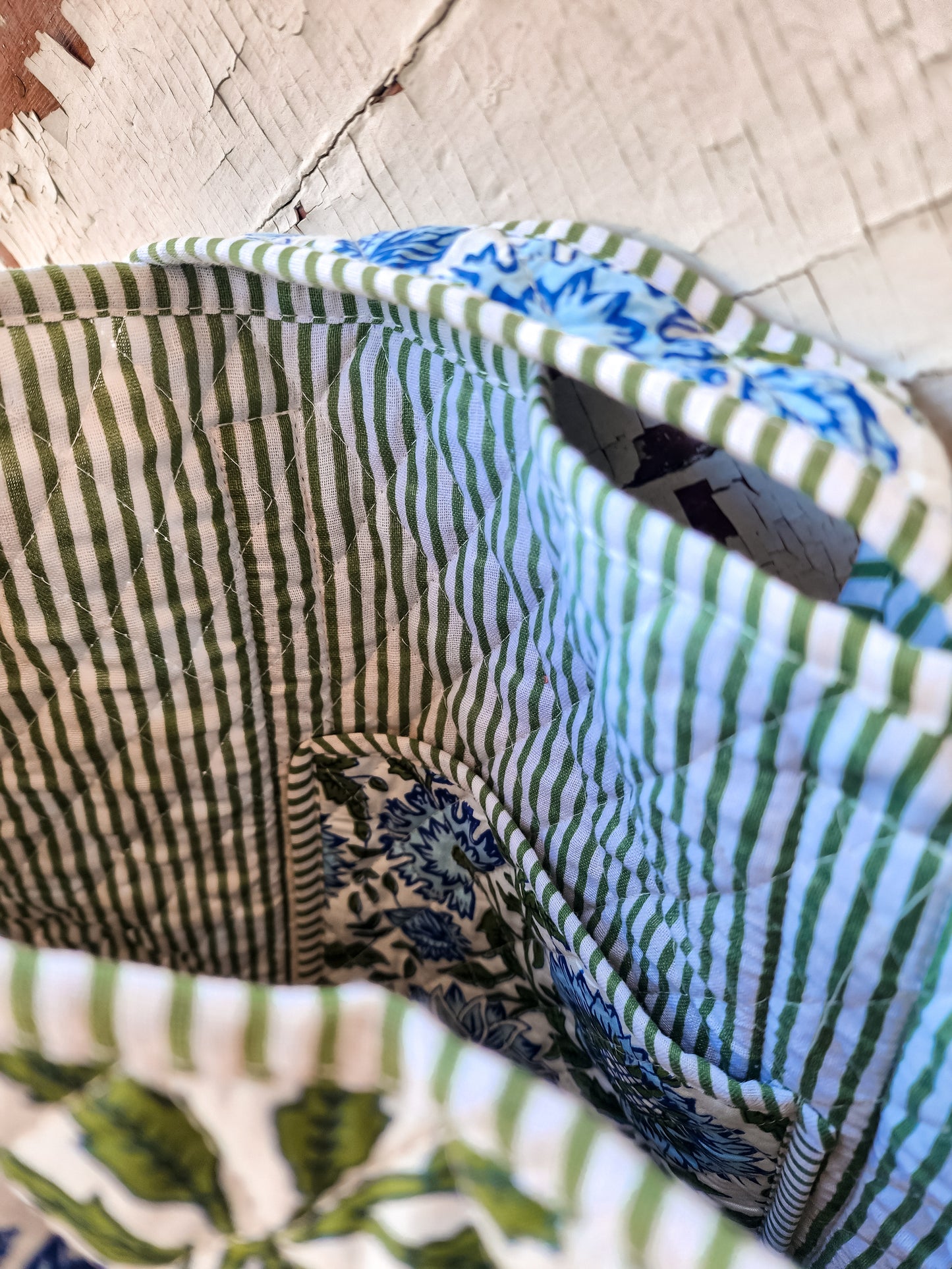 Blue and White Quilted Bag