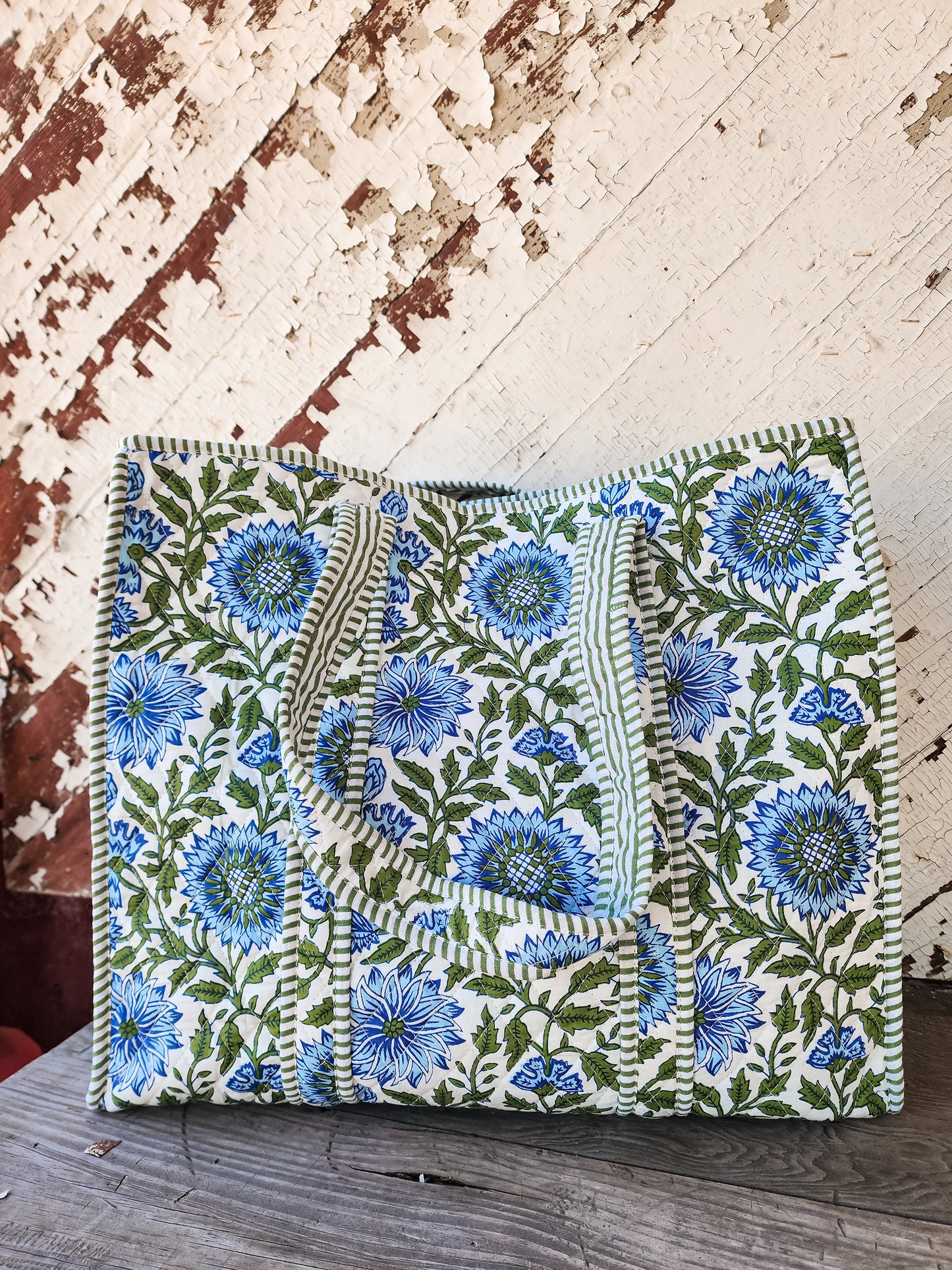 Blue and White Quilted Bag