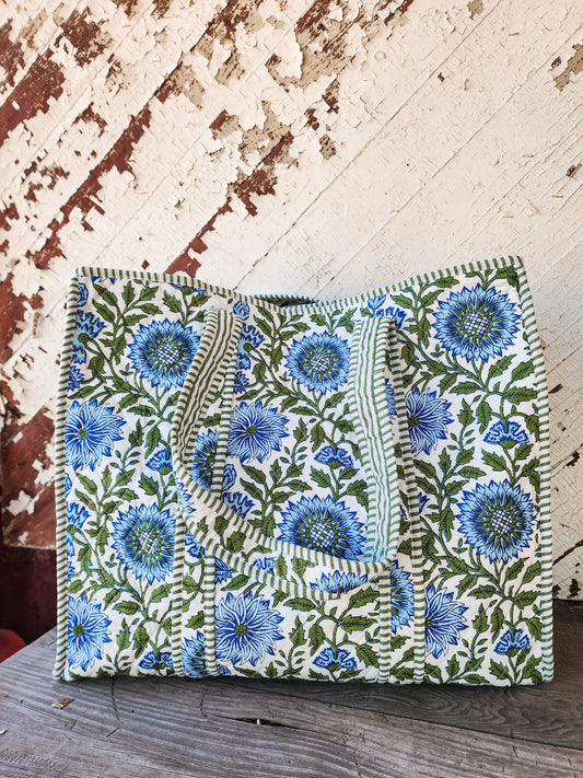 Blue and White Quilted Bag
