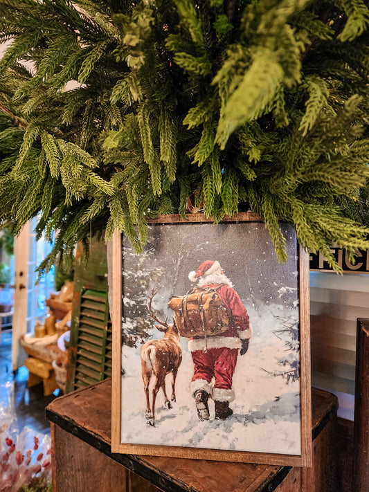 Santa and Reindeer Wall Art - Christmas Wall Art : Provincial / 8" x 10"