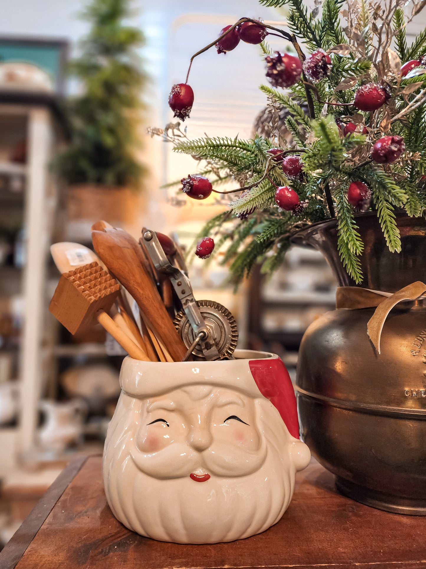 Stoneware Santa Head Shaped Planter