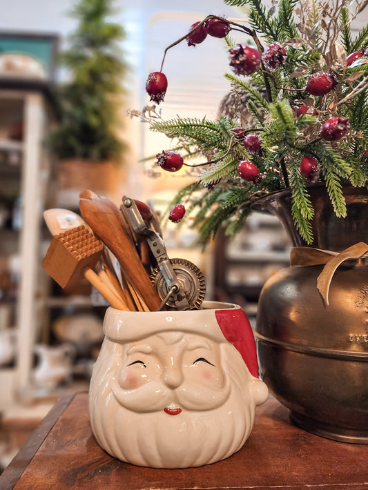 Stoneware Santa Head Shaped Planter