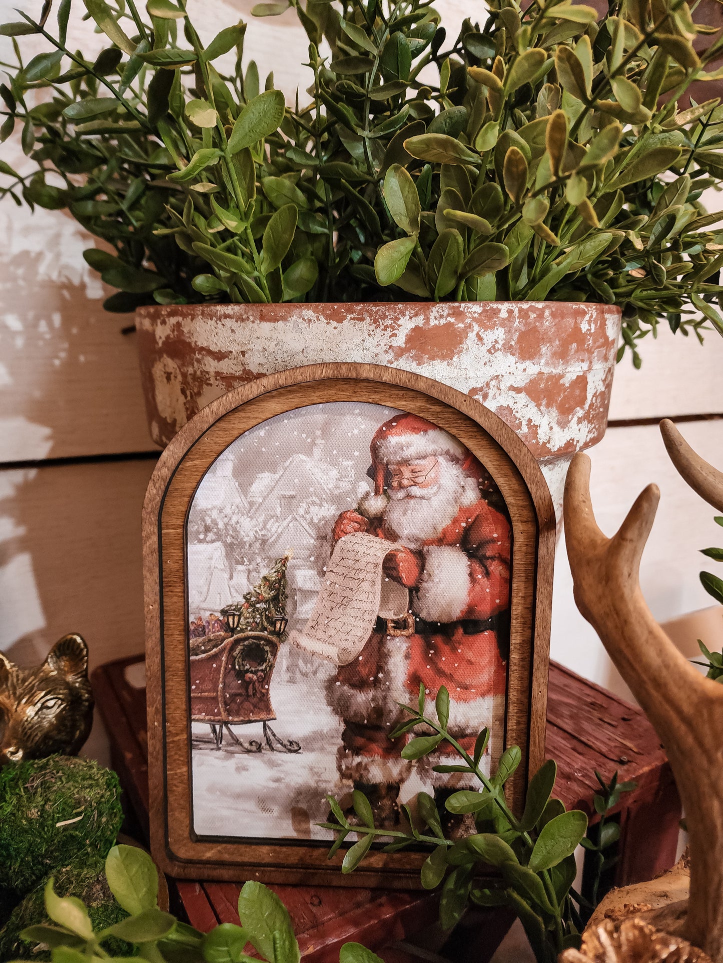 Santa List Framed Art Arch Top