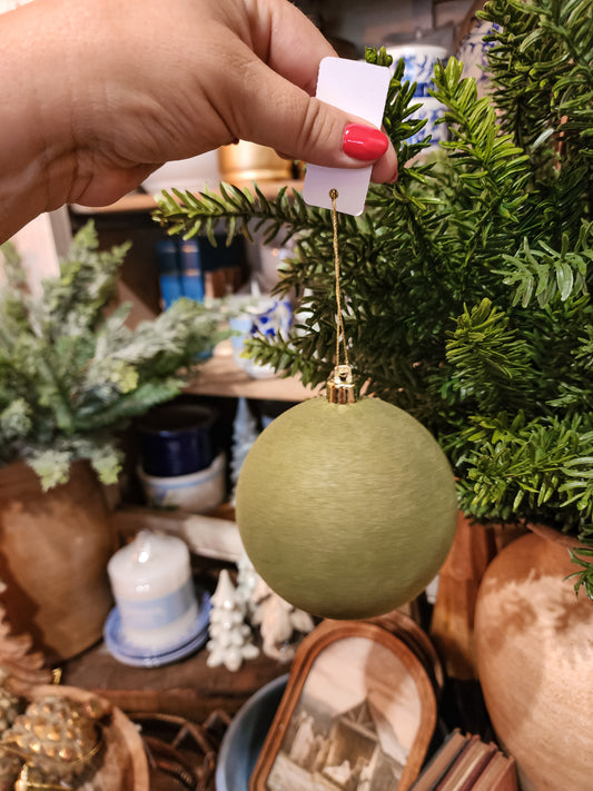 Moss Green Flocked Ornament