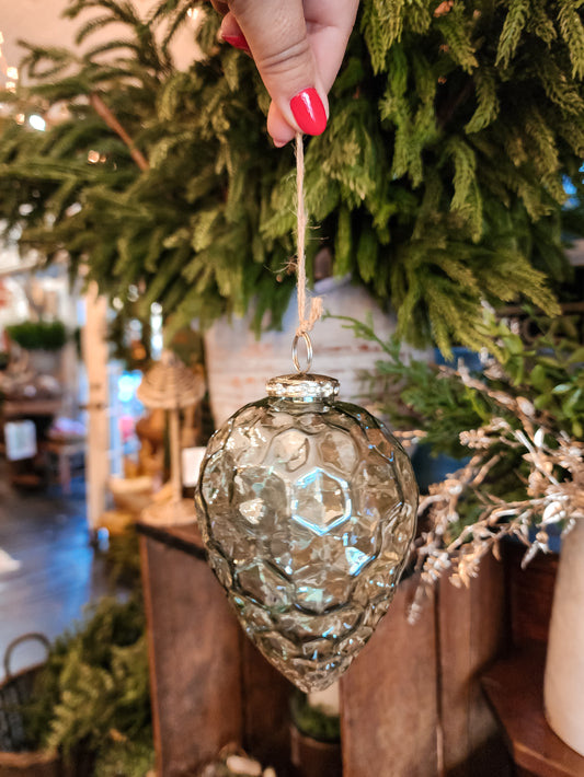 Hexagon Pinecone Shape Glass Ornament