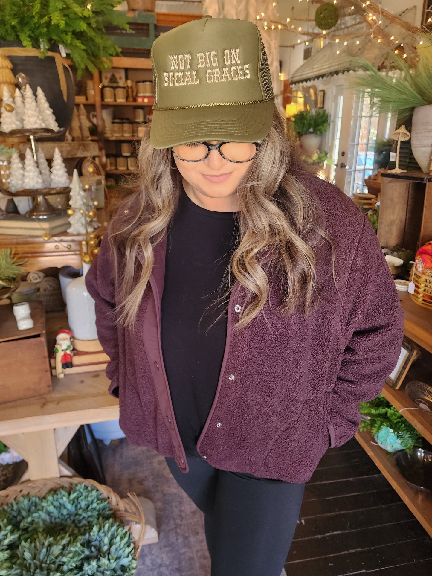 Not Big On Social Graces - Otto Trucker Hat Embroidery: Olive
