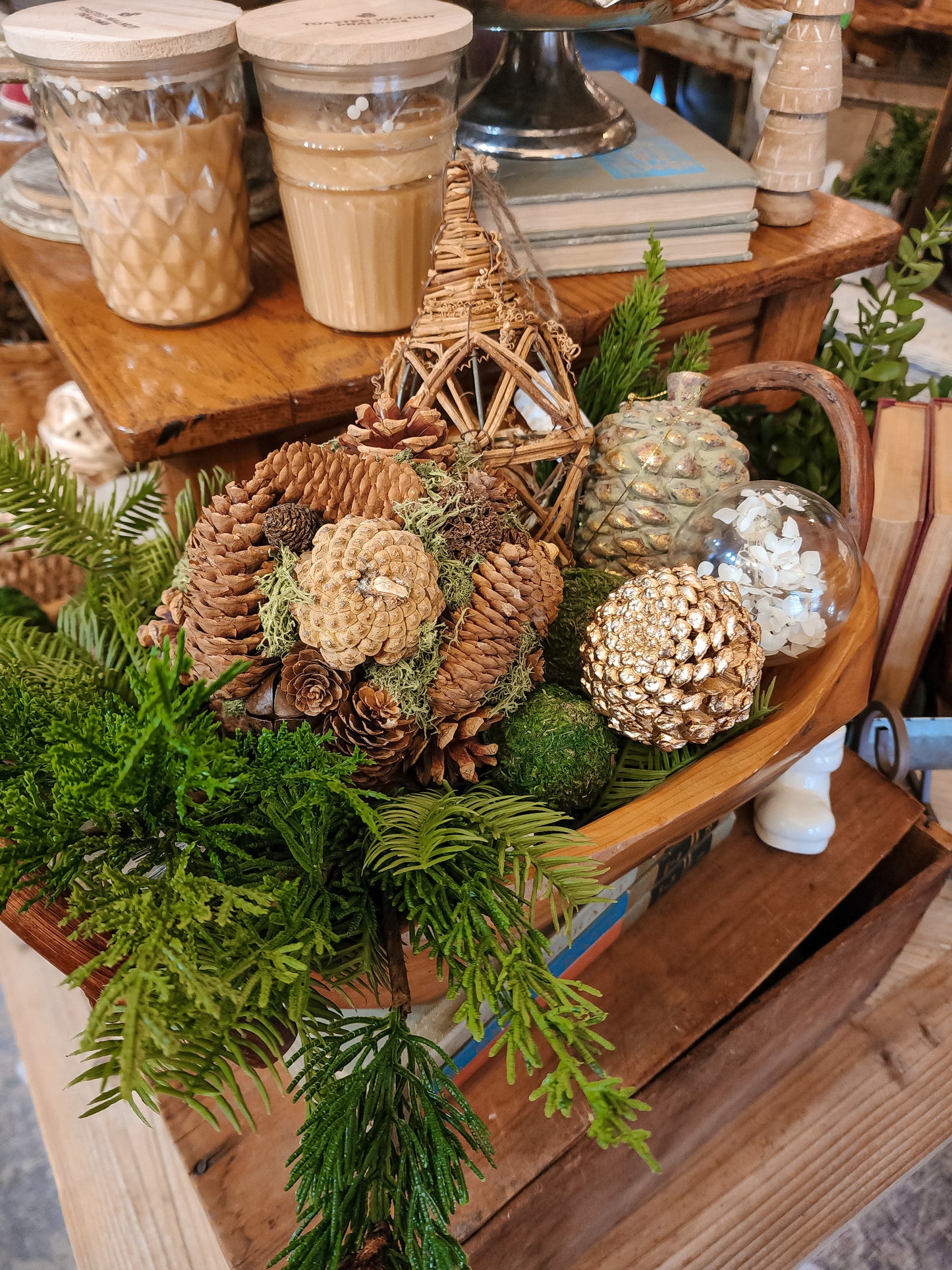 Pinecone Moss Orbs with Bells