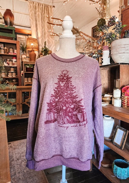 NEW!! Inside out Christmas Sweatshirts: Merry and Bright tree
