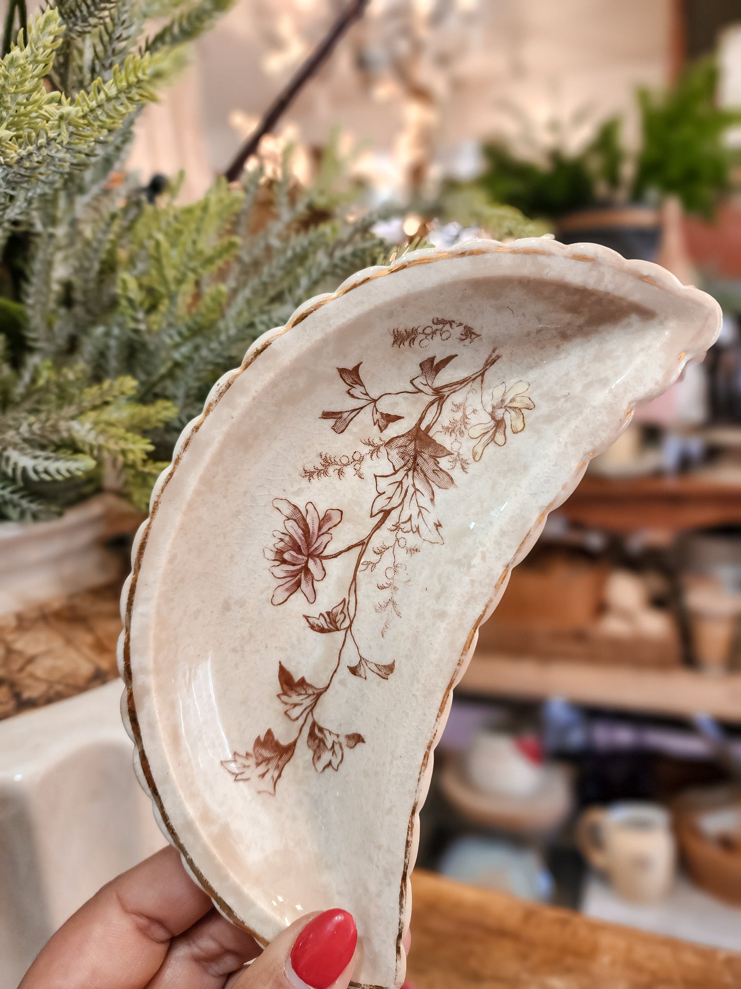 Set of Three Floral Bone Dishes